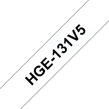 Brother HGE131V5 - комплект 5 бр ламинирана лента ширина 12мм, черен текст на прозрачен фон