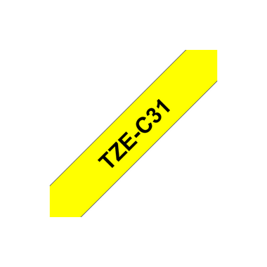 Brother TZEC31 – черен текст на жълта флуоресцентна лента ширина 12mm