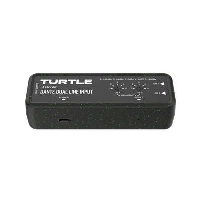 Dante Adapter Turtle -  Dante 2CH Analog Line Input Adapter with Gain Controls