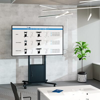 Hagor HP Twin Lift MB - Мобилна стойка с моторизирано повдигане за дисплей от 55" до 86” пейзаж/портрет