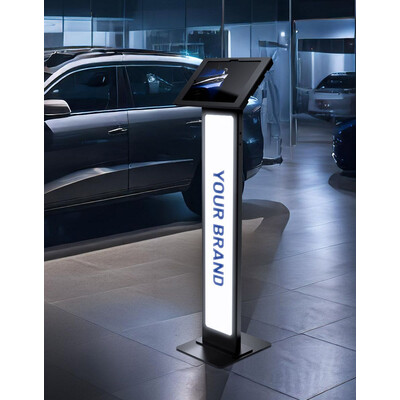 Maclocks Tablet Floor Stand with Brandable Lighting Panel