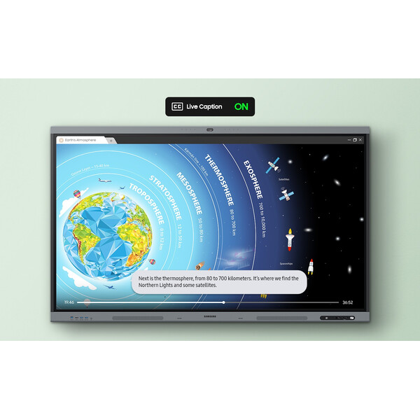 Суптитри на живо с интерактивен дисплейSamsung Interactive Display WA65FX-P  - All-in-One, camera, Android 15,Google EDLA
