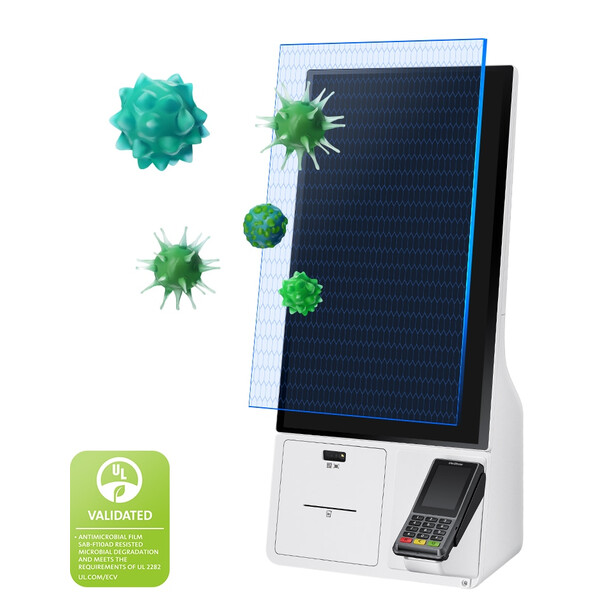 Антимикробна защита на Samsung Kiosk KM24C-5 - дигитален киоск за самообслужване с Windows