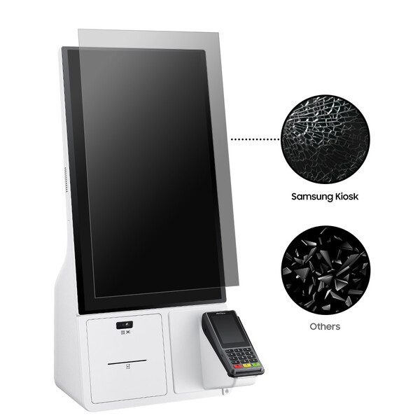 Защита срещу удар на Samsung Kiosk KM24C-W - дигитален киоск за самообслужване с Windows